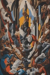 Dynamic Abstract Art of Human Figures in Motion