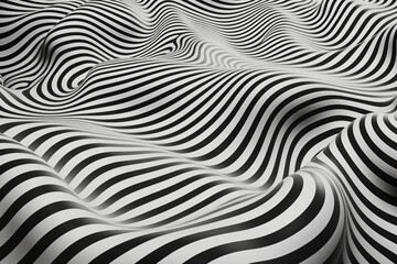 Black and white abstract wave. Optical illusion. Twisted. Abstract background with lines of variable thickness. Halftone effect line pattern. Grunge modern pop art texture for poster, banner, sites