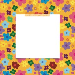 Obraz premium Square white paper on abstract floral background 