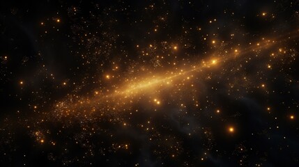 Cosmos Space Filled with Countless Stars. Gold Color, Celestial, Universe, Astronomy
