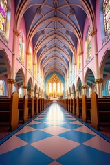 Fototapeta premium a interior church with colors vivids