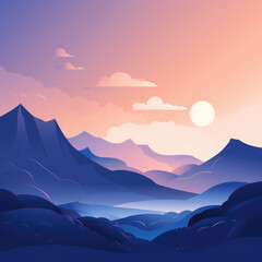 Minimalistic blue mountains background