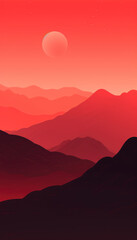 Minimalistic red mountains background