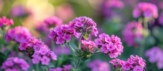 Obraz premium Numerous small pink verbena blooms