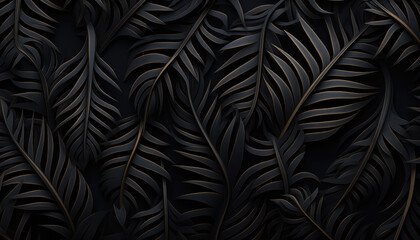 Abstract black fern texture background
