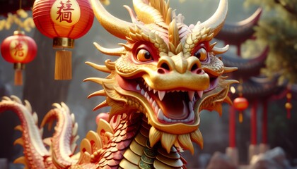 Obraz premium Beautiful fantasy dragon. Year of the Dragon according to the eastern horoscope