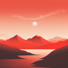 Fototapeta premium Minimalistic red mountains background