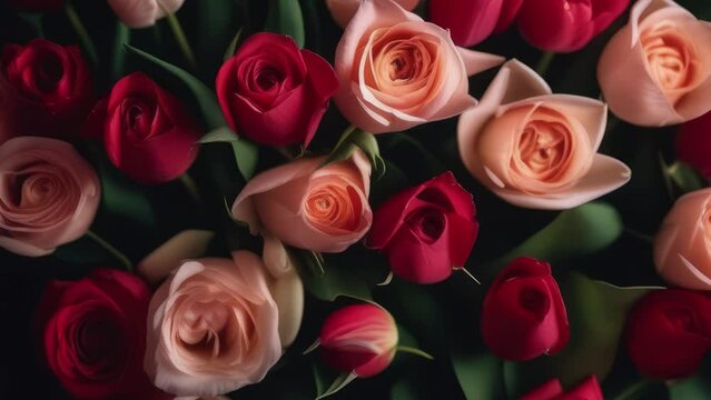 bouquet of roses, valentine day, woman's day, mother's day. copy space