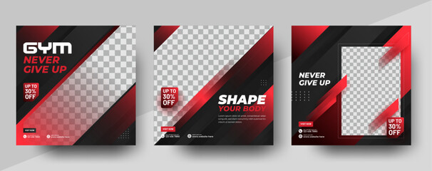 Gym And Fitness Sports Social Media Post Banner Template, Modern Sports Gym / Fitness Social Media Post Banner For Promotion, Vector
