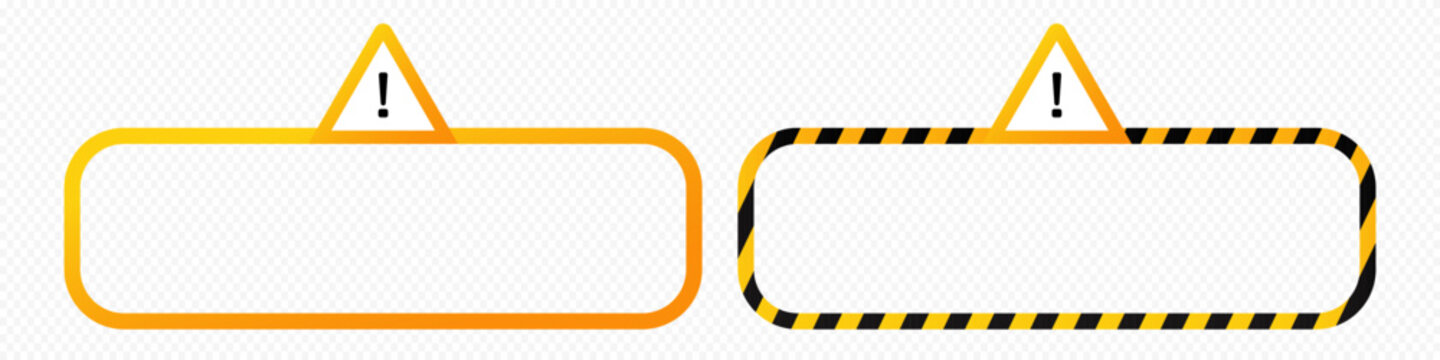 Caution alert constriction frame with warning exclamation triangle sign vector border