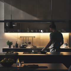 person in kitchen
