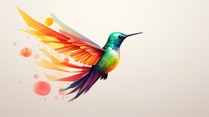 Color drawing of a flying bird with a long beak