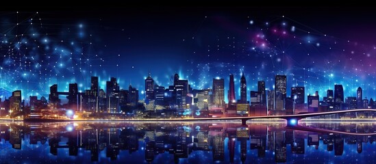 Obraz premium smart city with connected dots on it. ai generative