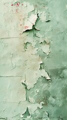 An old wall with peeling green paint. Minimalist background.
