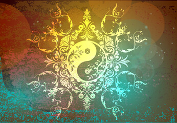 Silhouette Ornamente Yin Yang - Symbolik Ausgleich und Balance - Glaube und Mythologie