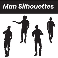 men black silhouette, isolated, vector