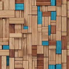 Wooden blocks in light brown and light blue