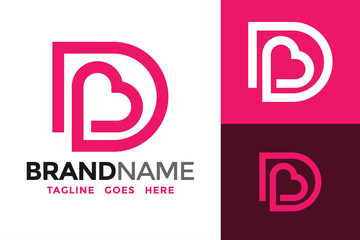 Letter Db or Bd Heart Love Logo Design Vector Template