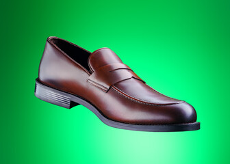 Brown men's shoes on split background