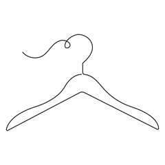 Obraz premium Continuous one line art drawing of doodle hanger symbol and outline art vector illustration
