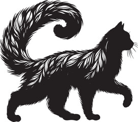 A Beautiful Cat Silhouette Vector Illustration