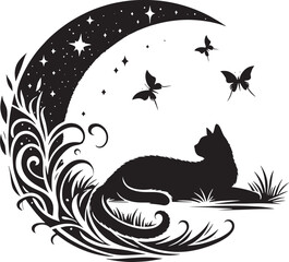 A Beautiful Cat Silhouette Vector Illustration