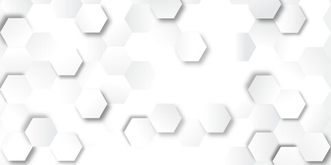  Abstract white and gray hexagonal honeycomb pattern background. hexagon concept design abstract technology background vector. 3d honeycomb paper texture gray copy space, Wallpaper for text.
