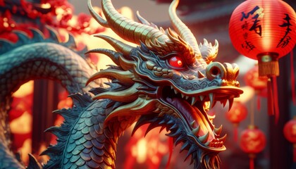 Obraz premium Beautiful fantasy dragon. Year of the Dragon according to the eastern horoscope
