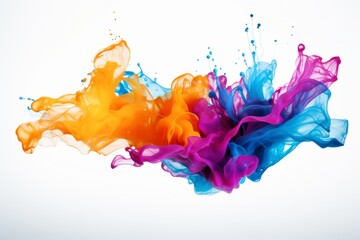 Splash of colorful drop in water isolated on a white background, cloud of colorful ink under water - Powered by Adobe