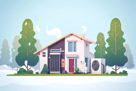 An animated explainer image simplifying how heat pumps work - using engaging visuals to educate viewers on energy transfer principles in a viewer-friendly manner.