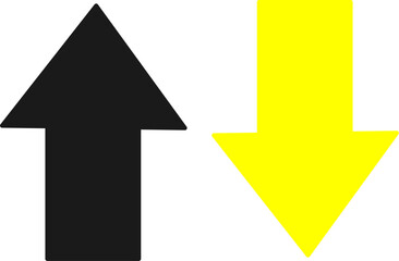 Up and down arrow icon vector. Black and Yellow arrows. Replaceable vector design.	