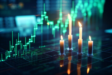 Stock Market online trading chart candlestick on cryptocurrency platform. Stock exchange financial market price candles graph data pattern analysis concept 