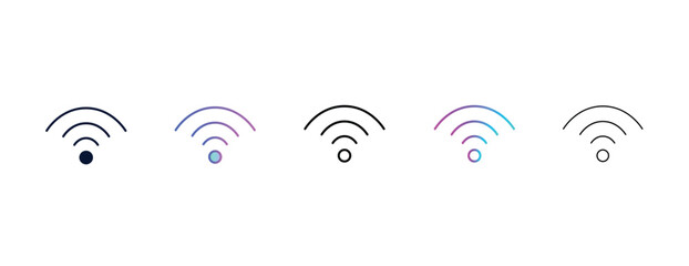 wi fi sign outline icon. Filled, line, gradient, thin icon from computer collection. Editable vector isolated on white background - obrazy, fototapety, plakaty
