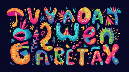 Carnival colorful alphabet, playful letters, funny festival font for bright fiesta logo, mexican headline, birthday and greeting card typography, thank you phrases. Vector typographic design
