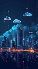 Smart city with 5G technology on top of which there generated by ai