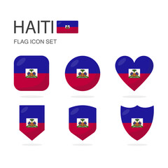 Haiti 3d flag icons of 6 shapes all isolated on white background.