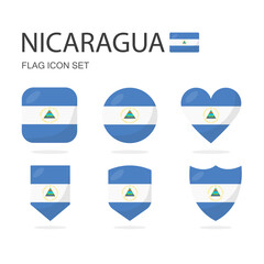 Nicaragua 3d flag icons of 6 shapes all isolated on white background.