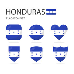 Honduras 3d flag icons of 6 shapes all isolated on white background.