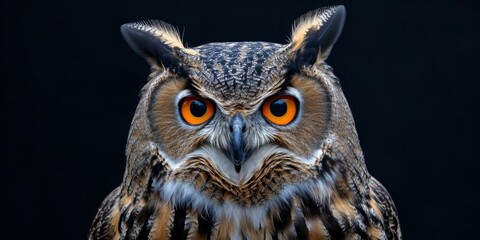 owl on a black background close-up portrait Generative AI