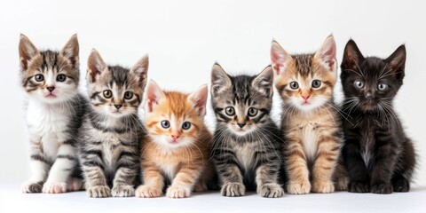 group of kittens of different colors on a light background Generative AI - obrazy, fototapety, plakaty