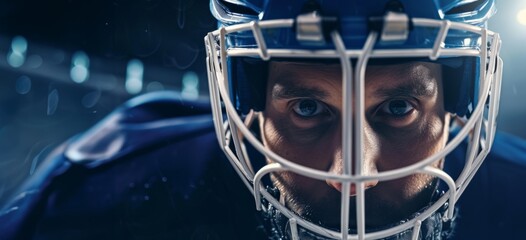 hockey player wearing helmet close-up Generative AI