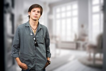 Obraz premium Portrait Of young handsome sporty Man