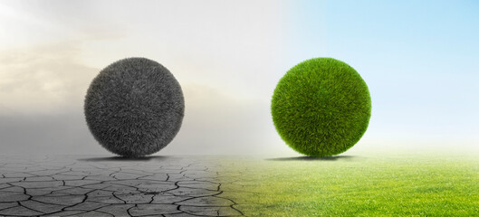 Zwei Grasbälle in unterschedlichen Klimas