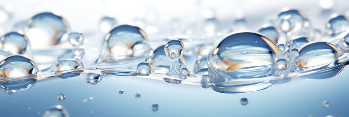 Close-up of white transparent drops liquid bubbles molecules	
