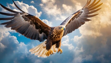 Obraz premium bald eagle in flight.an eagle in flight, with majestic wings outstretched against a vivid sky, conveying a sense of freedom, power, and grace. K