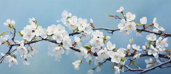 Obraz premium Blooming white flowers on a spring branch