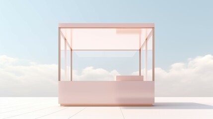 A 3D rendering of a mockup kiosk for startup, small business, trade exhibition.