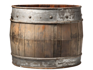 Obraz premium Weathered Metal Barrel, isolated on a transparent or white background