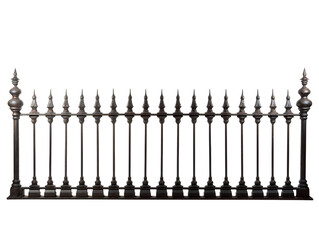 Old Iron Fence Section, isolated on a transparent or white background