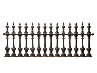 Old Iron Fence Section, isolated on a transparent or white background